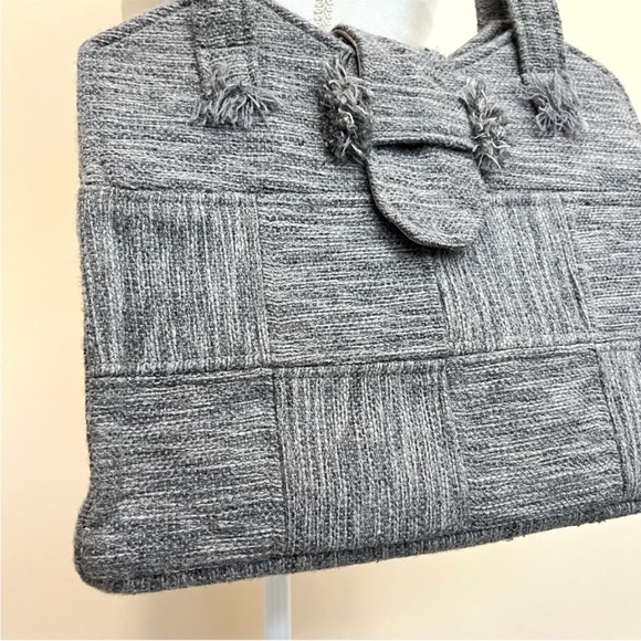 Vintage Au Terroir Hand Loomed Wool Tote Bag - Made in Quebec Canada 🇨🇦 - Picture 4 of 13